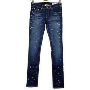 Rag & Bone Dark Wash Paint Anfield Splatter Skinny Jeans - 26